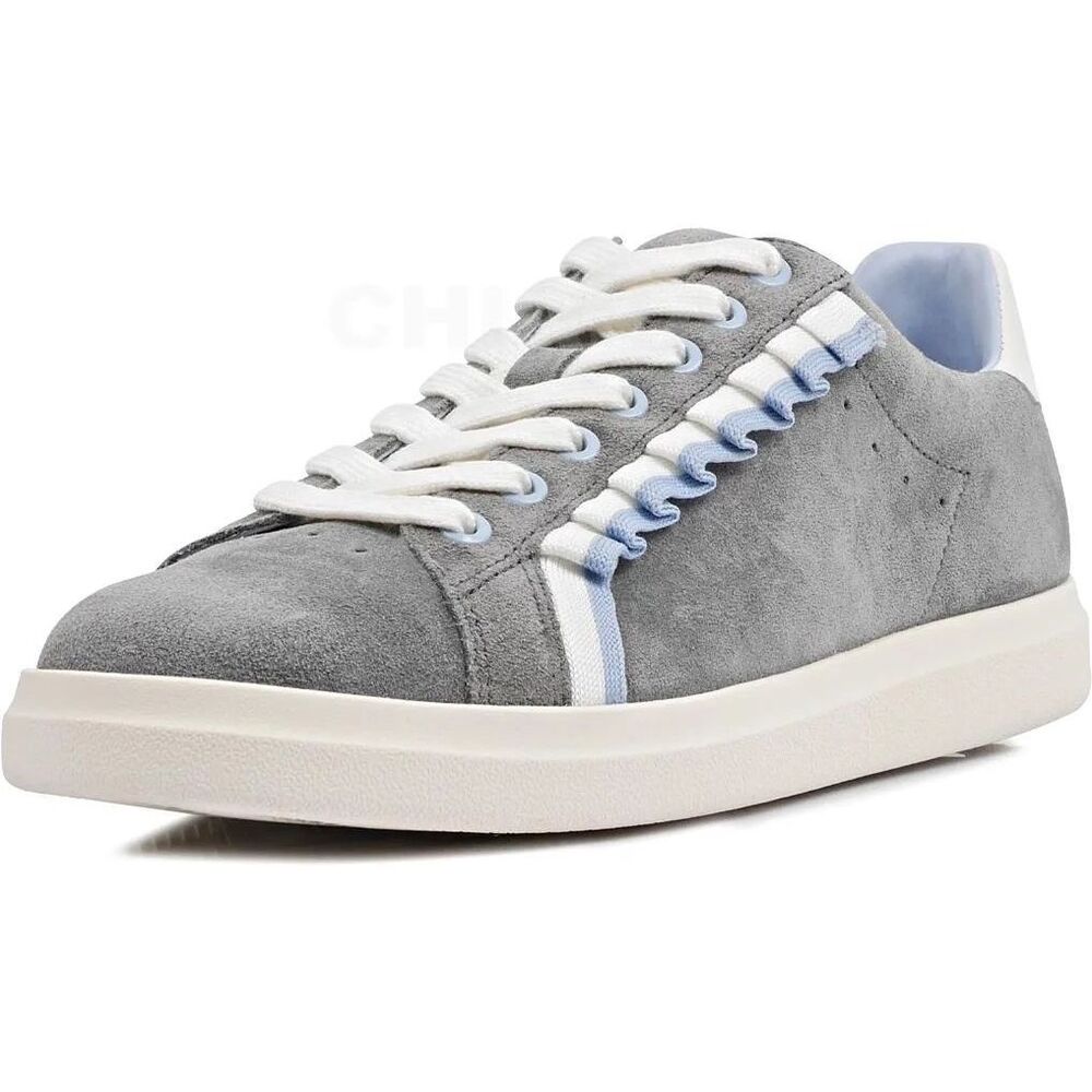 Tory Burch Howell Court Suede‎ Ruffle Sneakers Gray Blue 8